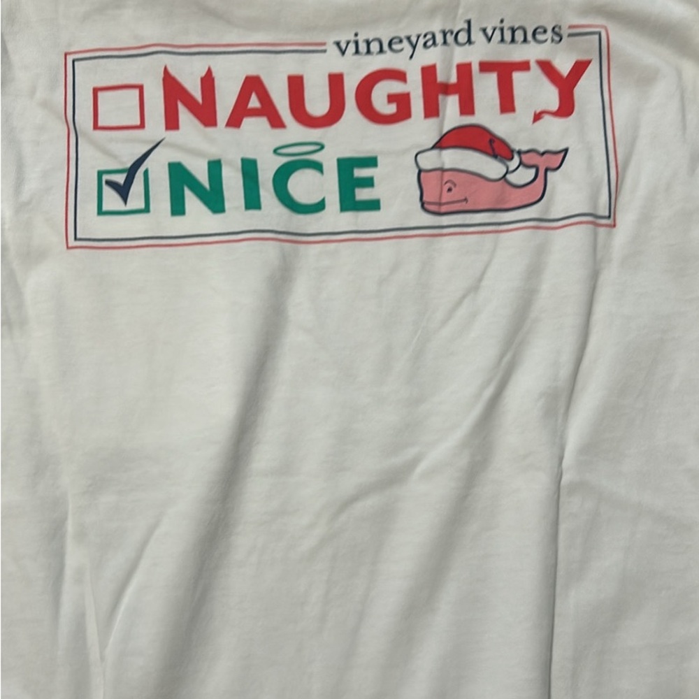 Vineyard Vines Festive White T-Shirt with Red and Green Graphic